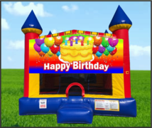 Happy Birthday Cake Large 15 x 15 Castle Bouncer Happy Birthday Cake Large 15 x 15 Castle Bouncer
